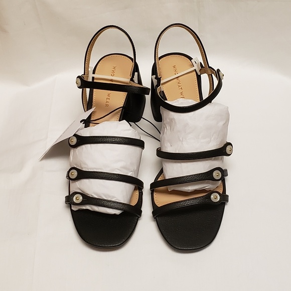 Womens Open Slip On Heels Black 2.5" Height NEW - Picture 3 of 7